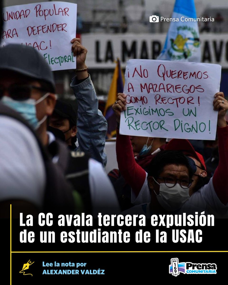 CC se ha negado a amparar a tres estudiantes de la #USAC

La CC rechazó el amparo del estudiante en el exilio Diego De León Prado, que buscaba revertir su expulsión de la USAC. Con ello, se avala la tercera expulsión de un joven sancarlista criminalizado.

Lee y comparte📌