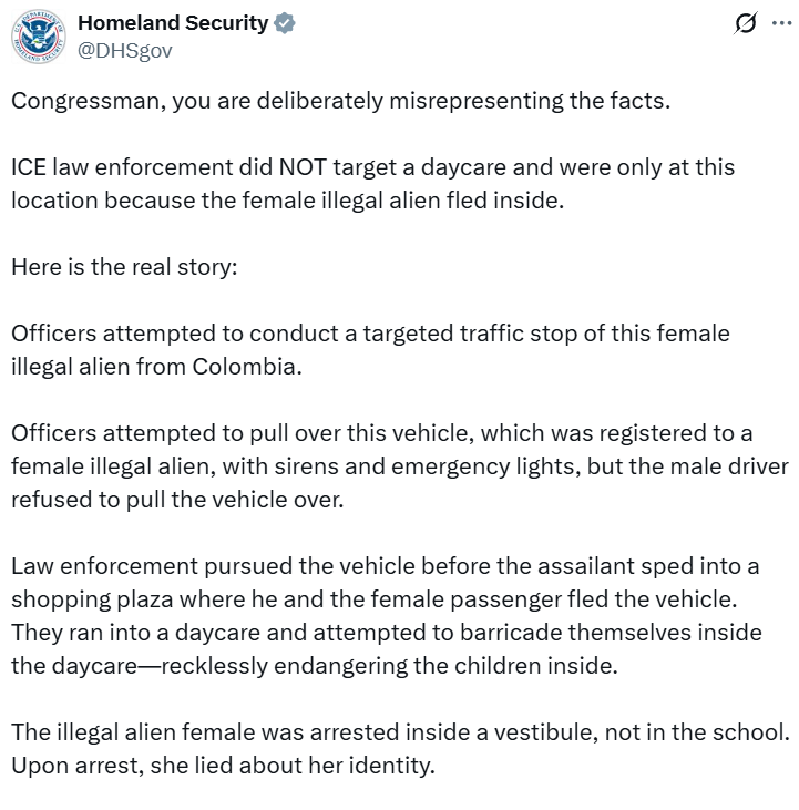 Sig_AR762's tweet photo. Like all Communist Democrats @RepMikeQuigley is lying to his constituents and America.
This is what Communist do because they have no policies that Americans want so the only thing they can do is lie and attack their opponents with hate.
@ICEgov Officers pursued an illegal alien that ran into a day care, endangering those inside, and took her into custody.
Rep, Quigley knows this but will lie to his constituents and America, fomenting hate against ICE Officers and endangering their lives.
If Quigley will lie to you about this he will lie about everything.
https://t.co/0n6iKiVRYu