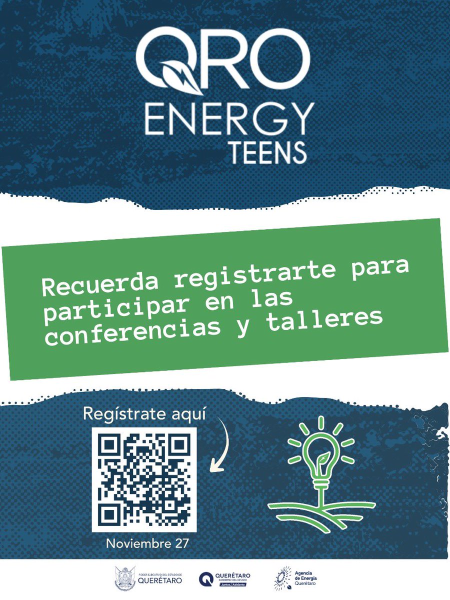 ¡Jóvenes de Querétaro! 🌍
Este 27 de noviembre, únete al Qro Energy Teens y sé parte del cambio hacia un futuro energético sostenible. 💡⚡

🎯 Aprende, conecta y transforma el mundo desde Querétaro. ¡No te lo pierdas! 🙌 #QroEnergyTeens #JuventudEnergética #AEEQ