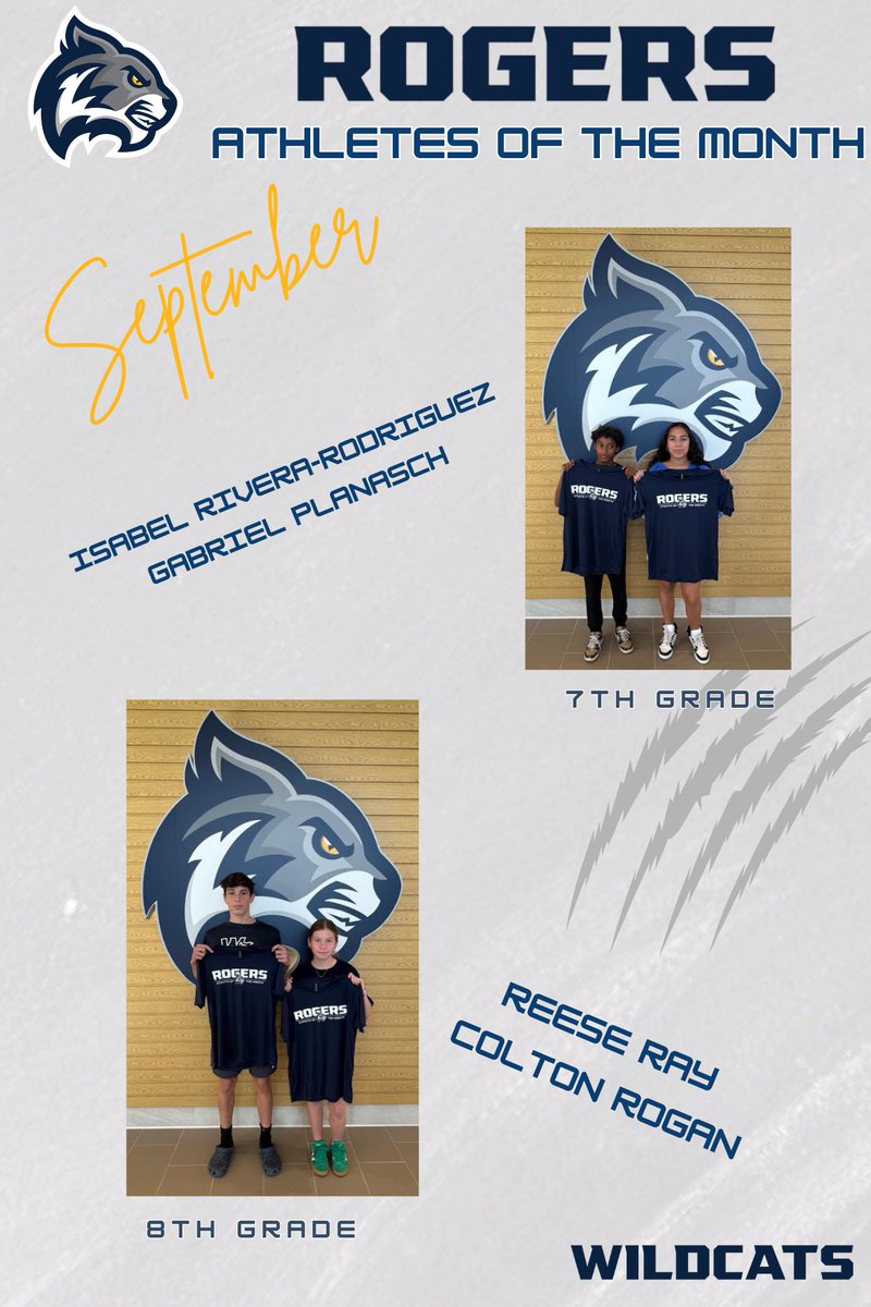 Rogers September Athletes of the Month!  OUTSTANDING REPRESENTATIONS of Rogers Athletics!