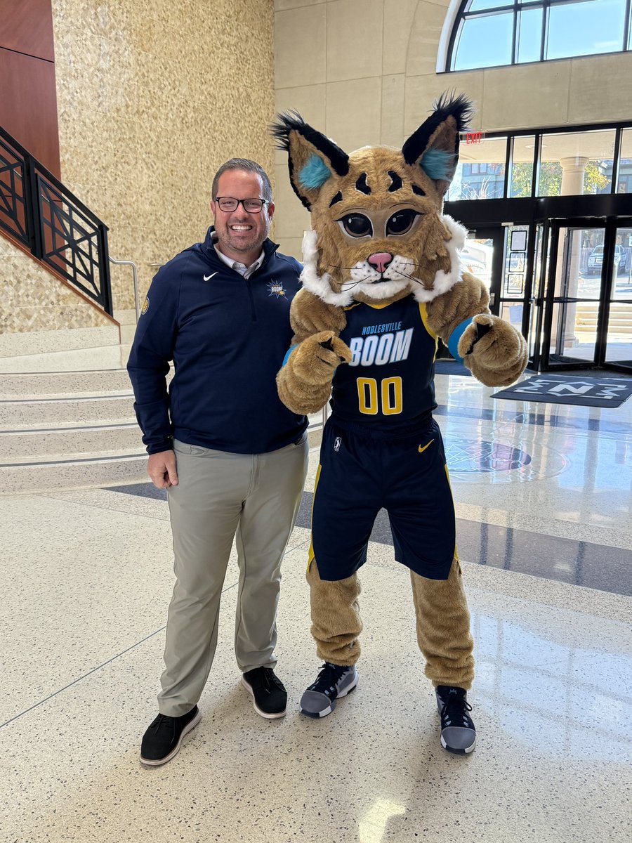 Bobby the Bobcat loves <a href="/NoblesvilleIN/">City of Noblesville</a> and we love him! 🏀💥 Get your <a href="/noblesvilleboom/">Noblesville Boom</a> tickets for the home opener this Saturday <a href="/AIMNoblesville/">The Arena at Innovation Mile</a> at Noblesvilleboom.com/tickets.