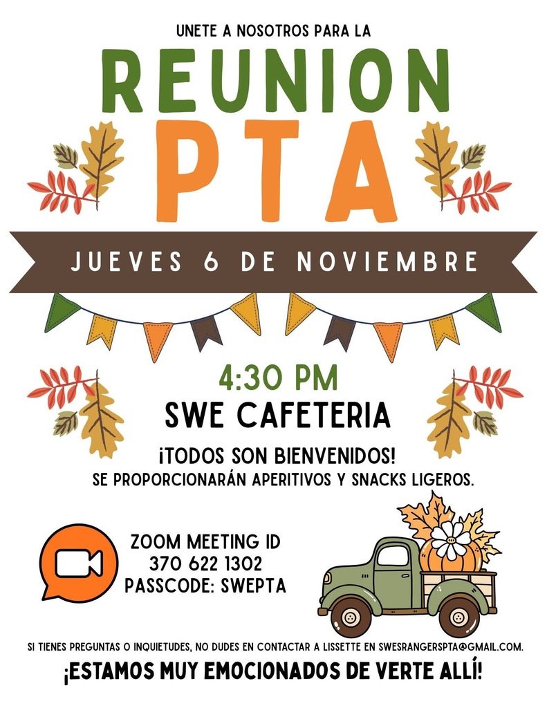 🏫✨ PTA Meeting Reminder!
Join us today — details on the flyer. Let’s work together to make our school even better! 💙 #TogetherWeCan #PTA