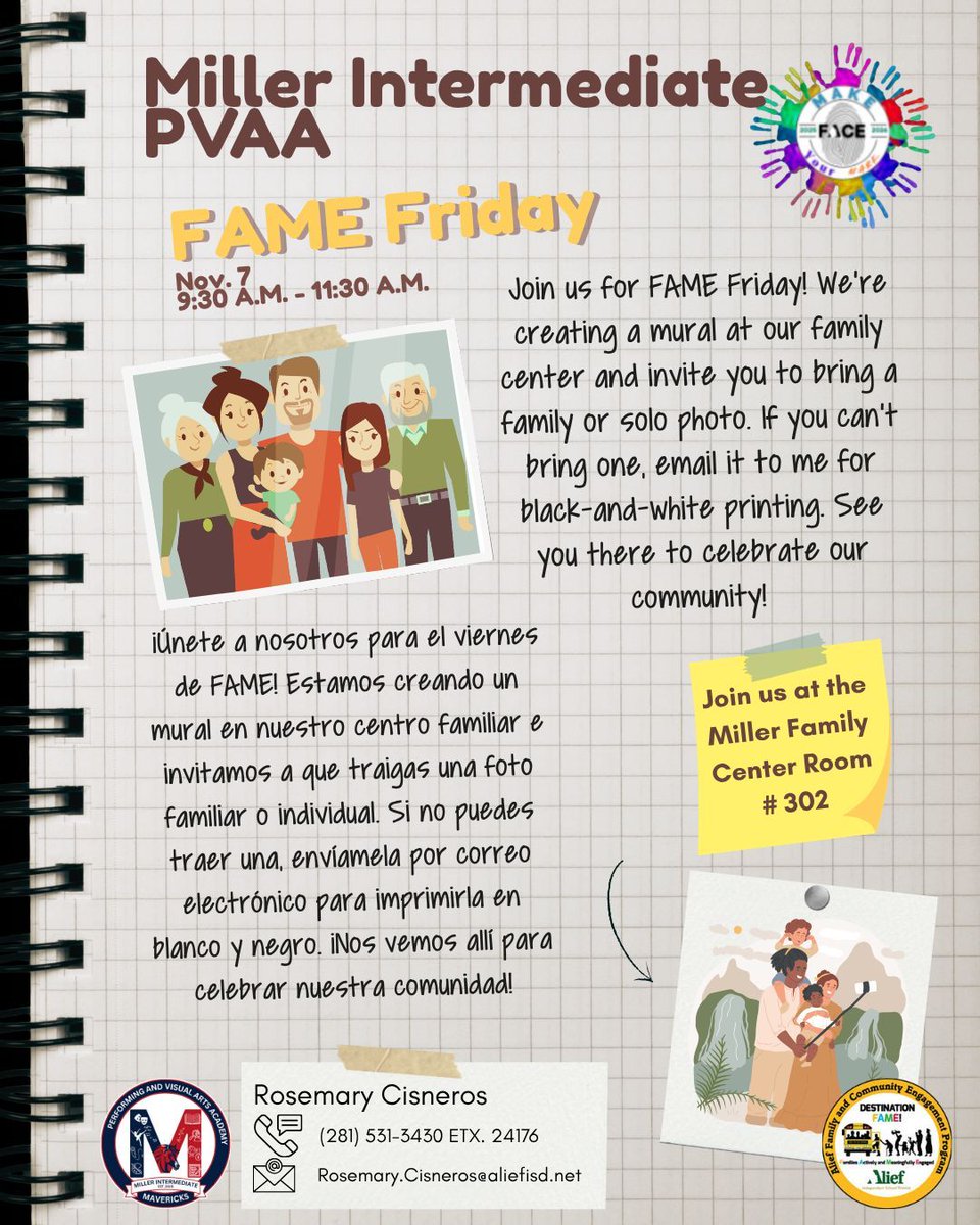 Join us for FAME Friday tomorrow, November 7th, from 9:30-11:30 a.m.
