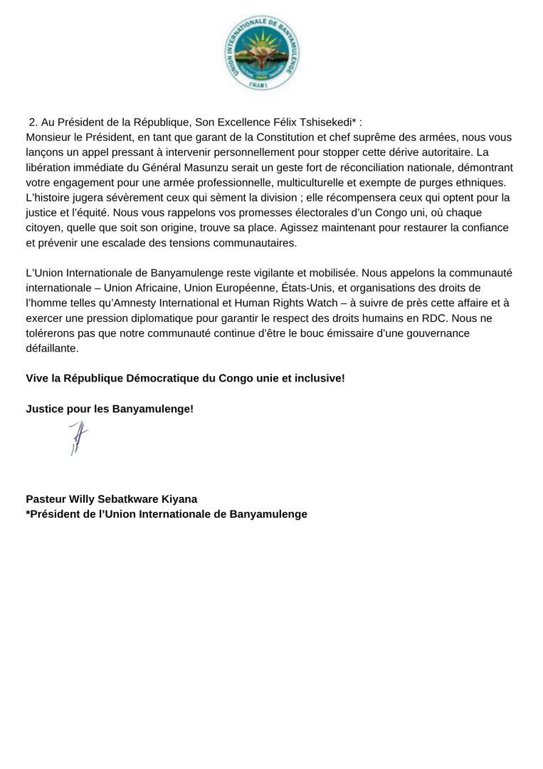 kivuutile's tweet image. Les marionnettes Banyamulenge de Kinshasa condamnent l’arrestation du général Pacifique Masunzu par le régime de Kinshasa, qualifiant cet acte d’injustice @lu