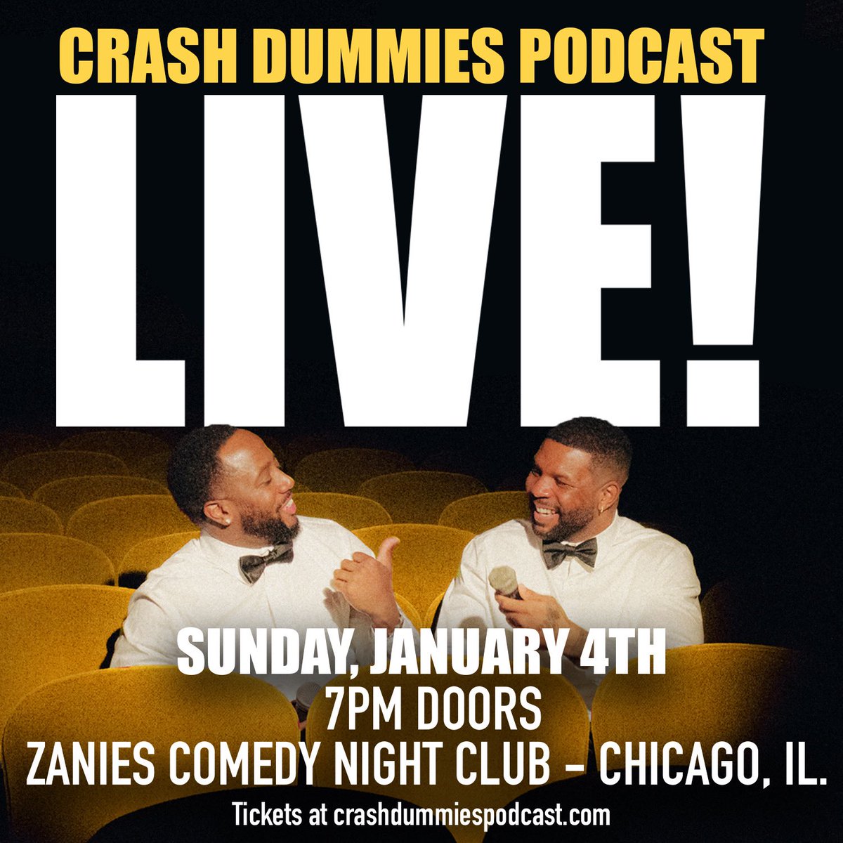 CrashDummiesPod's tweet photo. Chicago pull up for our first live show! Ticket link in our bio. https://t.co/oEB3nrSpSU