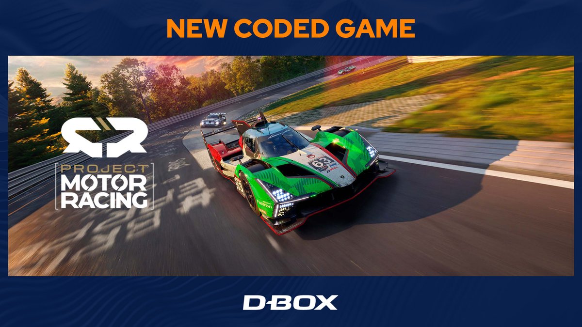 Project Motor Racing will be available with D-BOX motion on Nov 25. 🏎️
While you wait, check out our other coded games! hubs.la/Q03S1w5-0
//
Project Motor Racing arrive en D-BOX dans HaptiSync Center le 25 nov. 🏎️
En attendant, découvrez nos autres jeux codé!