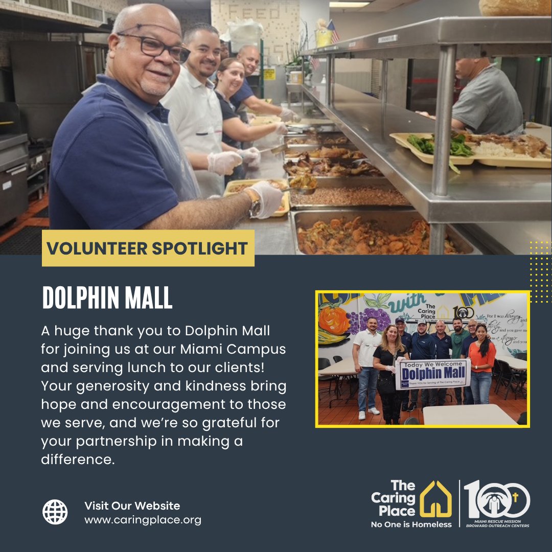 A huge thank you to Dolphin Mall for joining us at our Miami Campus and serving lunch to our clients! Your generosity and kindness bring hope and encouragement to those we serve, and we’re so grateful for your partnership in making a difference.