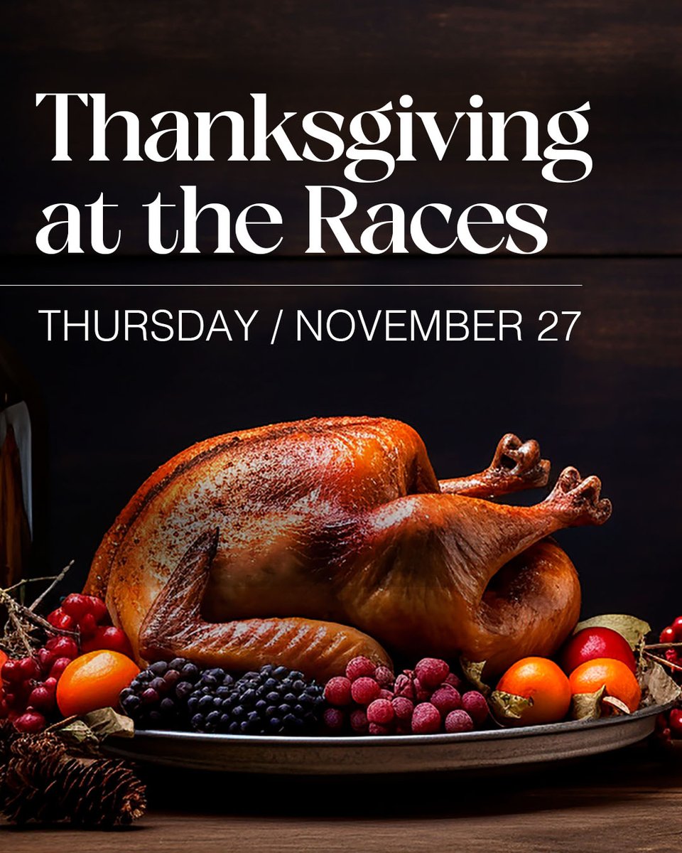 Leave the cooking to us this Thanksgiving and celebrate at Laurel Park!
Enjoy a gourmet buffet, live racing, and festive vibes, no kitchen chaos required. Reserve your spot today for Thanksgiving Day at the Races on Thursday, November 27!

Visit laurelpark.com/thanksgiving/ for