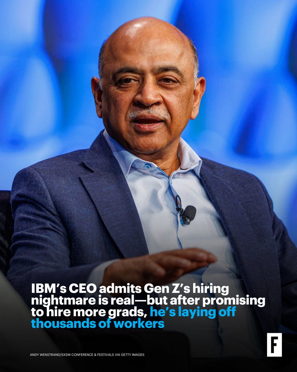 IBM’s CEO Arvind Krishna promised Gen Z he would hire more college grads. Days later, he's giving thousands the pink slip. trib.al/rXMAcJV