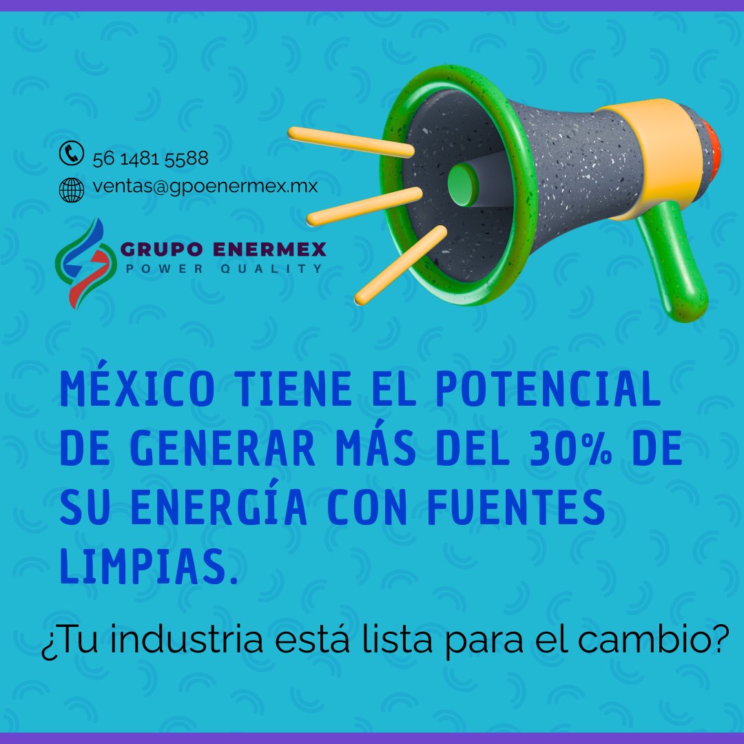 ¡Súmate al futuro! Descubre cómo las fuentes limpias pueden beneficiar a tu empresa.

Teléfono: 56 1481 5588

Correo: ventas@gpoenermex.mx

#EnergiaLimpia #Sostenibilidad #FuentesRenovables #GrupoEnermex #TransicionEnergetica #OportunidadDeOro