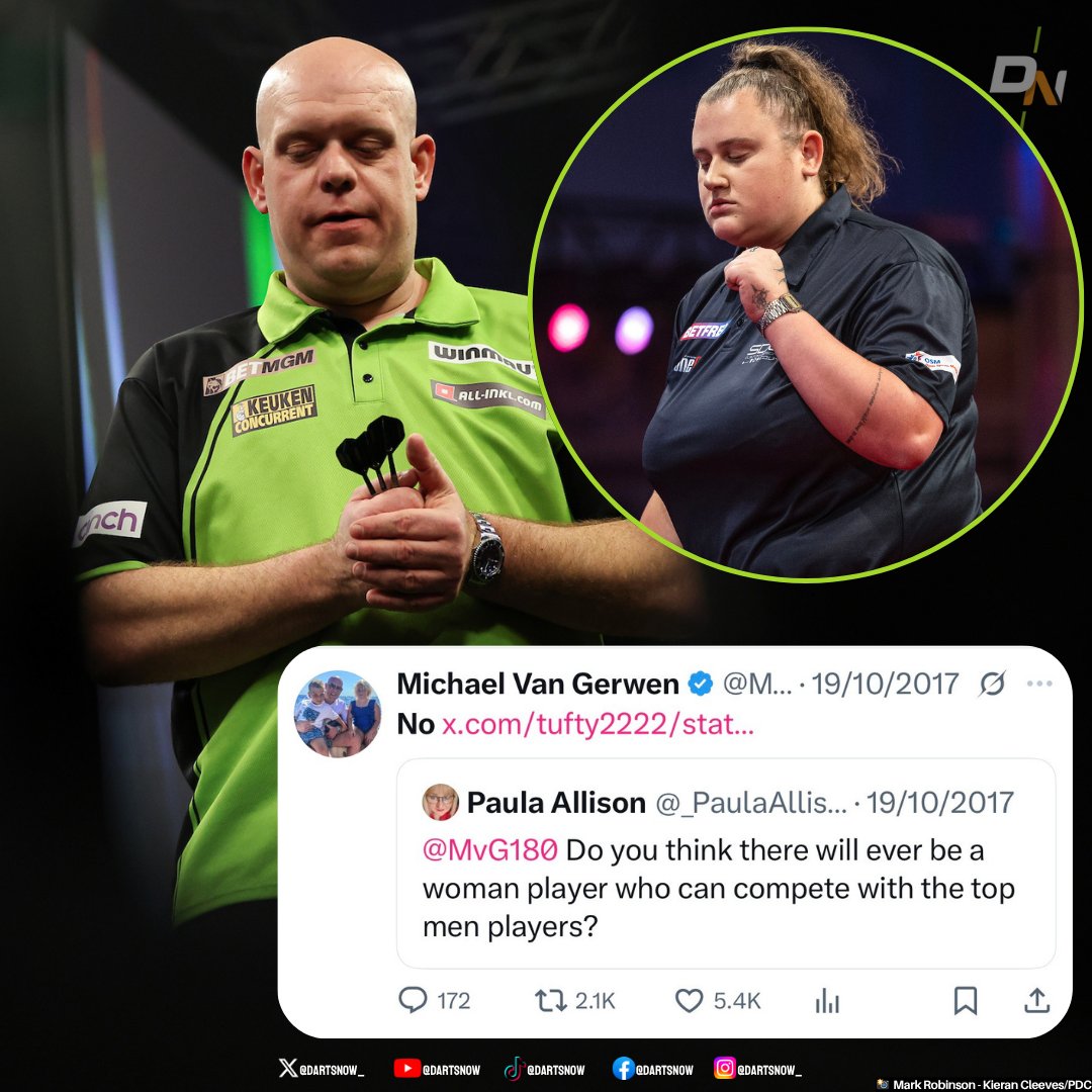 Beau Greaves Responds to Michael van Gerwen Comment Ahead of Grand Slam Clash

Eight years ago, then world number one Michael van Gerwen said in an online Q&amp;A that he didn't believe a woman would ever compete with the top male players.

When asked about it, Greaves responded:

"I