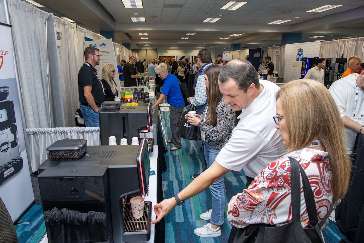 TradeshowLogic's tweet image. That’s a wrap on @NAMAvending&apos;s CTW, where the industry came together to evolve the business of workplace amenity programs! In partnership with NAMA, TL designed and delivered immersive spaces built to spark collaboration, inspire innovation, and elevate workplace coffee.