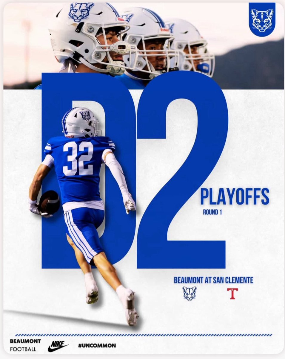ROUND 1 Playoffs

Beaumont at San Clemente. #Uncommon #LRN 

🗓️ 11/07/25
⏰ 7 p.m. PDT
📍 Thalassa Stadium, 700 Avenida Pico, San Clemente, CA.
📺 <a href="/NFHSNetwork/">NFHS Network</a>
➡️ <a href="/Recruit_BHS/">Beaumont High School Football Recruits</a> 
🔗 <a href="/Inland_Sports/">The Inland_Sports Show</a>
🔗 <a href="/IE_Varsity/">IE Varsity</a>