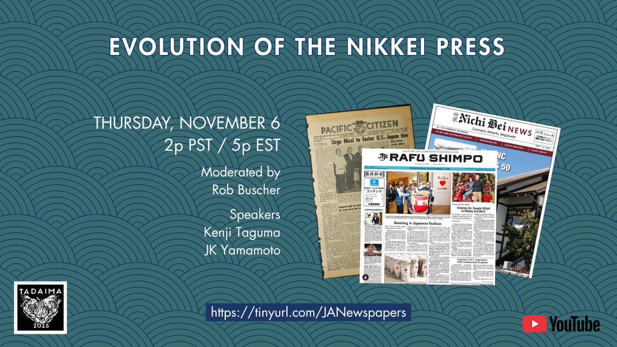 JAMPilgrimages's tweet image. Happening TODAY, November 6
#japaneseamerican #tadaima #virtualpilgrimage #jampilgrimages #jamp #nikkeipress #pacificcitizen #rafushimpo #nichibei #shinnikkei