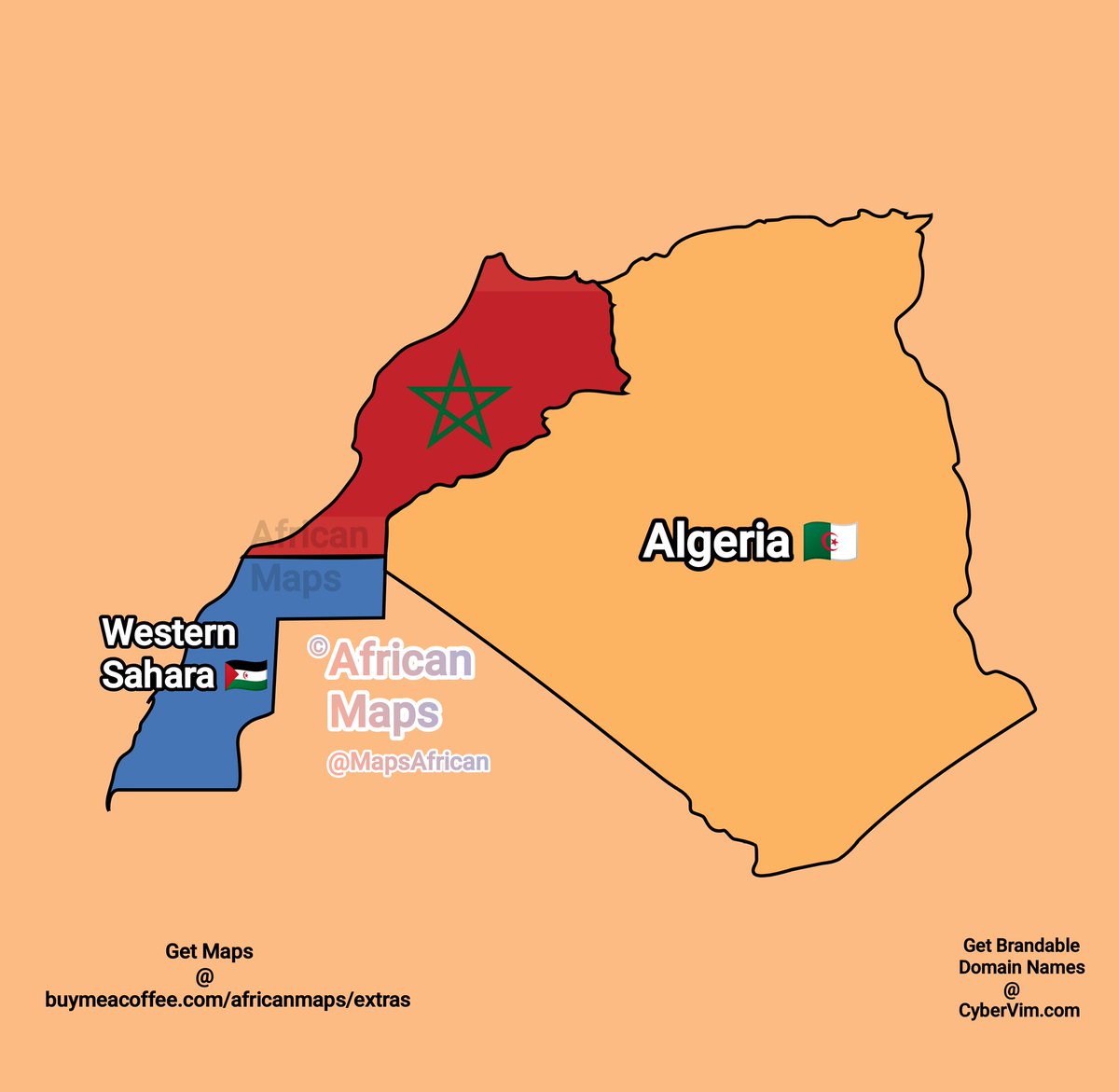 Morocco 🇲🇦 and the countries it shares borders with.