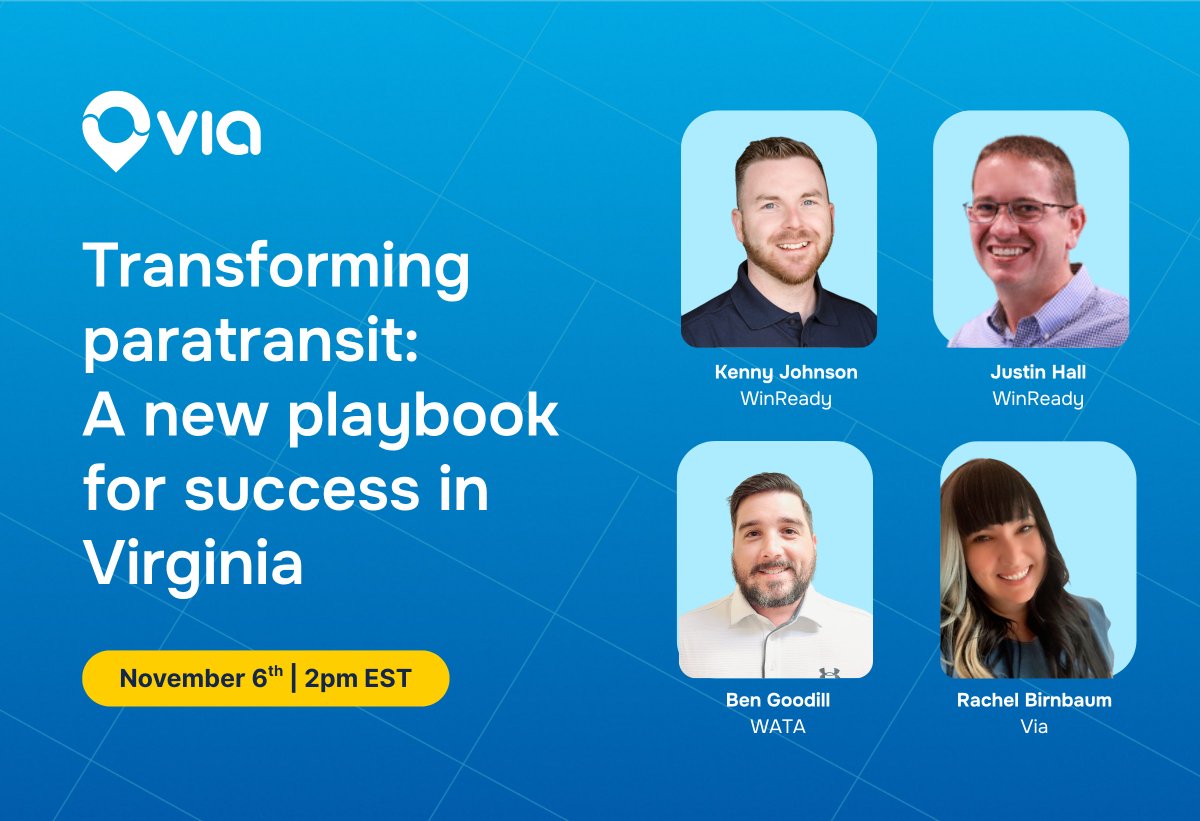 VaTransitAssoc's tweet image. Don&apos;t forget - Today @ridewithvia has a free #transit webinar at 2pm, hosted alongside WinReady and @goWATA_VA! Register below to participate in this event: 

ridewithvia.zoom.us/webinar/regist…