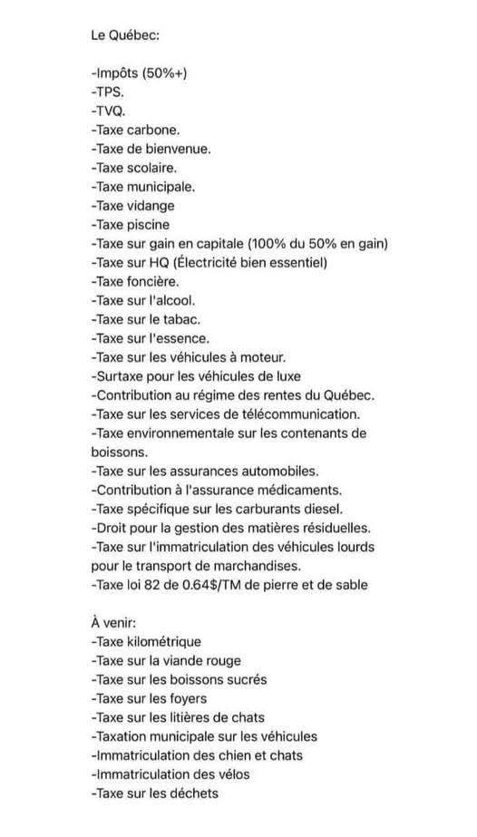 Les taxes au Québec