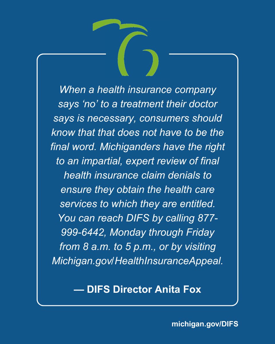 Denied by your health insurer? That doesn’t have to be the final answer.

💻 Learn more: ow.ly/cqZP50XnTM3 
📞 Call: 877-999-6442

#HealthCareAccess #MI