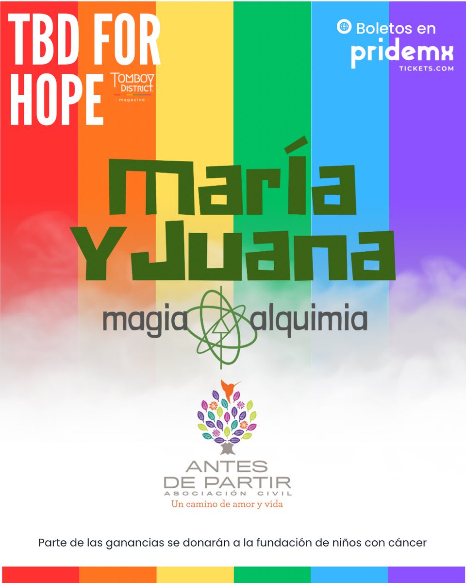 💚 Agradecemos a María y Juana por unirse como patrocinadores del TBD FOR HOPE 🌈

✨ Su apoyo impulsa este evento con causa y nos ayuda a seguir construyendo espacios donde la diversidad, el arte y la esperanza brillan más fuerte.

🎟️ pridemxtickets.com/otros/tbd-for-…