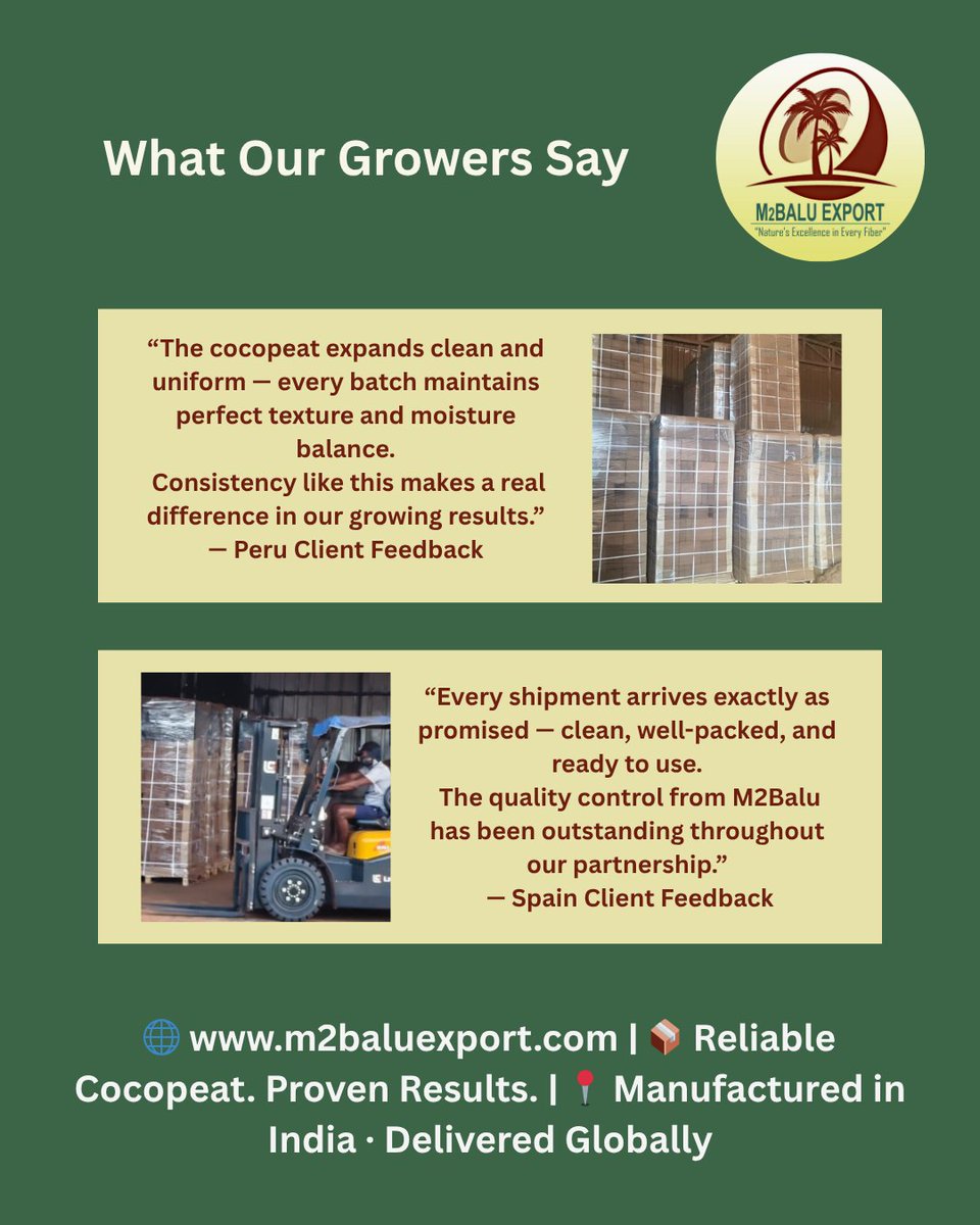 m2balu_export's tweet photo. 🌍 From India to every continent — consistent cocopeat quality, proven by growers worldwide.

#M2Balu #Cocopeat #GlobalTrade #SustainableGrowth #ExportQualit https://t.co/2yktBNdb3S