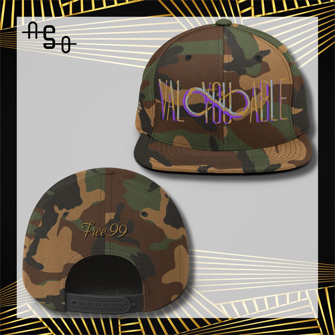 on1tone's tweet photo. What if you could unleash your God-fidence with ASO's Premium Camouflage and Teal "Val-YOU-Able" Snapback Hats? To shop &amp; learn more about the ASO movement visit the store link below. Stay tuned for more releases.
https://t.co/aoXpkjl5lo 

#blackbusinessowner
#blackbusinessboom https://t.co/z64Hruprnf