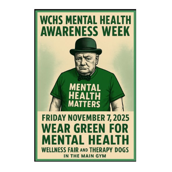 It’s the grand finale of Mental Health Awareness Week — and we’re going green to show support for all! 💚
Don’t miss the therapy dogs and Mental Health Fair in the main gym today — good vibes (and puppy cuddles) guaranteed! 🐾✨