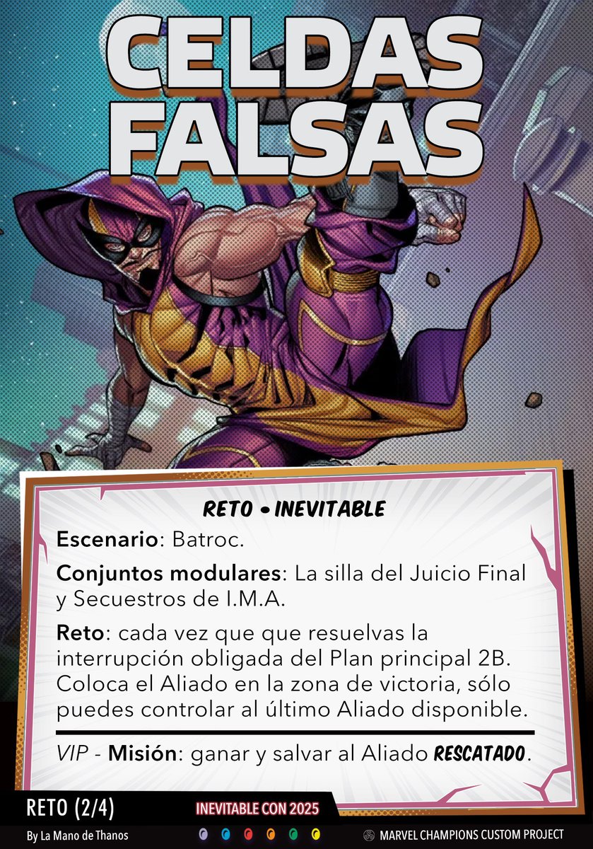 💥 Segundo Reto de la Mañana en #InevitableCon25! 🧗‍♂️

Hoy nos toca lidiar con Batroc.
Saltos, patadas y ego por las nubes. Prepárate para esquivar más que puñetazos😎

¿Salvarás al VIP o caerás en la trampa de I.M.A.?

#MarvelChampions #LaManodeThanos