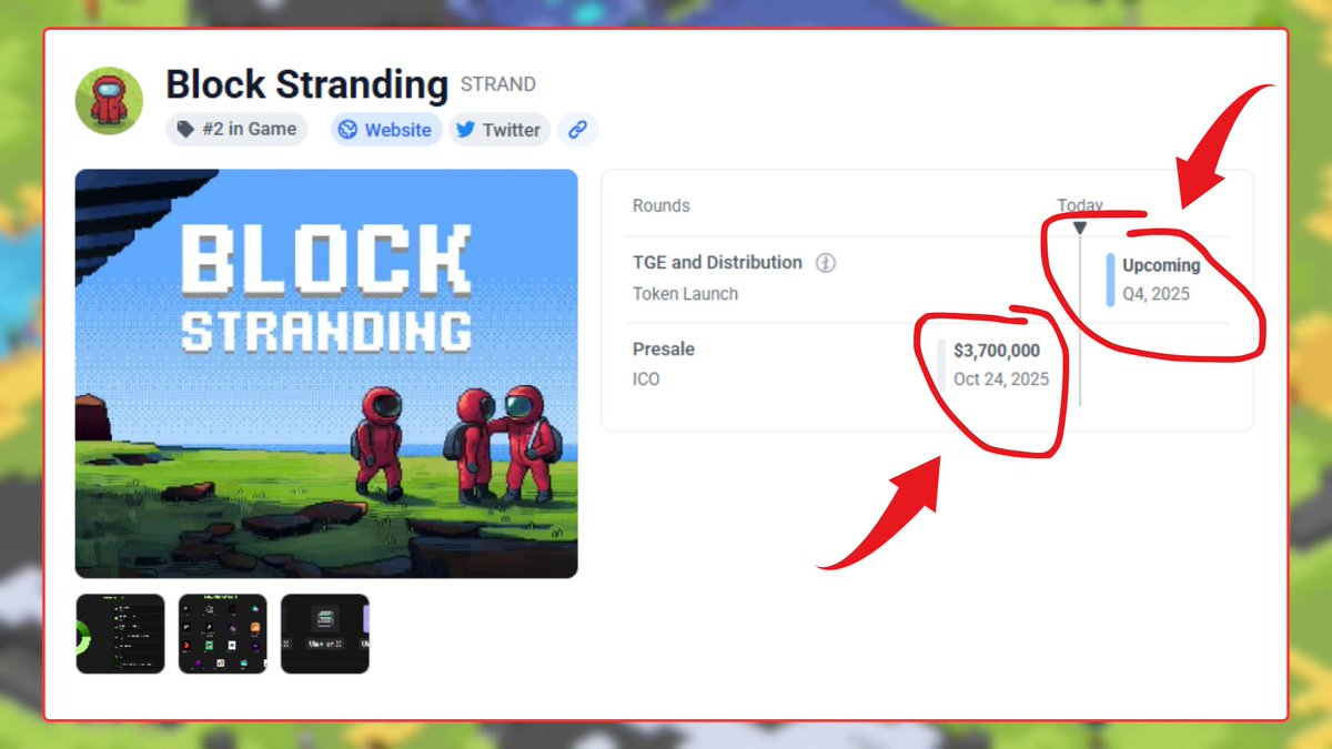 MobWeth's tweet photo. Before I fall asleep 🛌, here a quick overview of @blockstranding, the onchain MMORPG taking Solana by storm

1️⃣
Powered by the MagicBlock real time engine

2️⃣
Seasons 1 & 2, everyone who contributes has the potential to receive a $STRAND airdrop

3️⃣
The STRAND token hasn't been fully released yet. Tokenomics are still under wraps, which means early action is crucial

4️⃣
The project is officially listed on the ICO database and is listed as an upcoming project for TGE, under observation

5️⃣
Community activity is being monitored, snapshots can be taken at any time, rewarding those already involved

BlockStranding is more than just an MMORPG it's the future of onchain gaming where your voice, activity, and presence truly matter