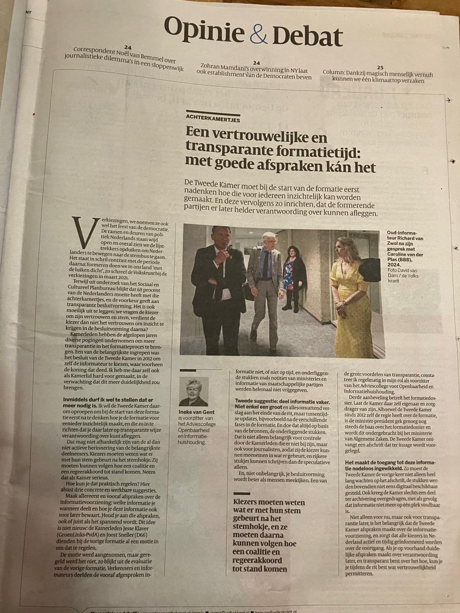 Vandaag in de ⁦<a href="/volkskrant/">de Volkskrant</a>⁩ mijn opiniestuk over transparantie in de formatie. acoi.nl