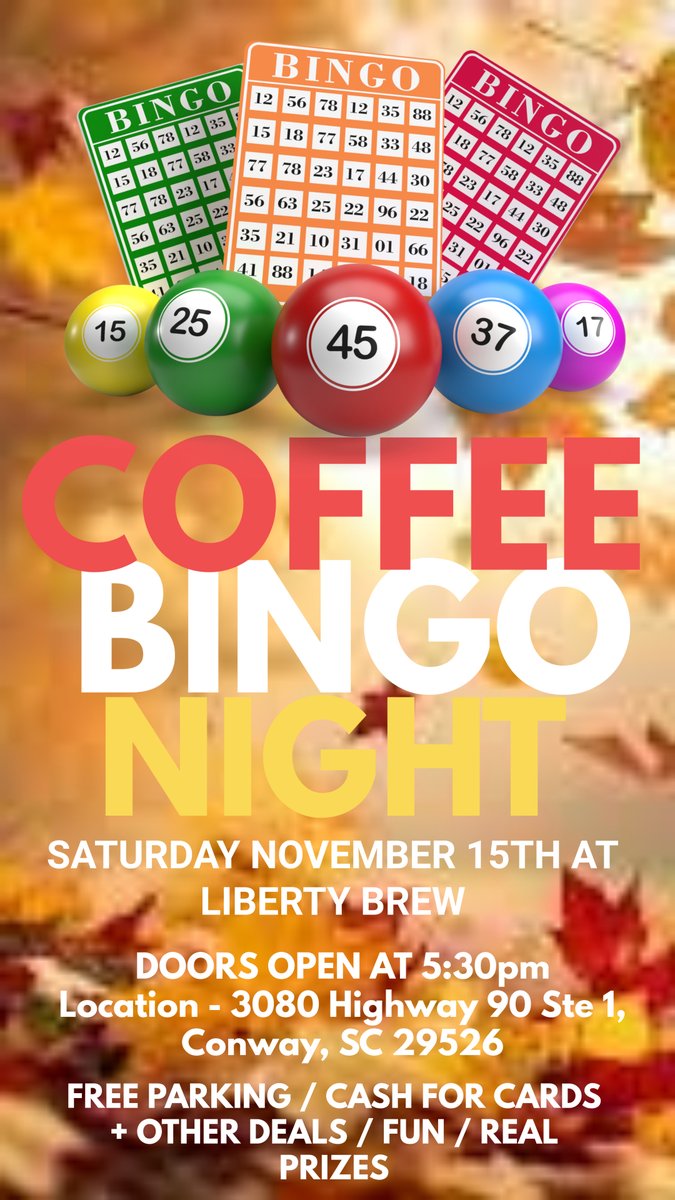 Get ready for Bingo Night at Liberty Brew Coffee! ☕🎉 Join us on November 15th, 5:30 PM, for an evening of fun &amp; prizes while supporting our local women's shelter. Let's make a difference together! 💖 #CoffeeBingo #CommunityLove #LibertyBrew