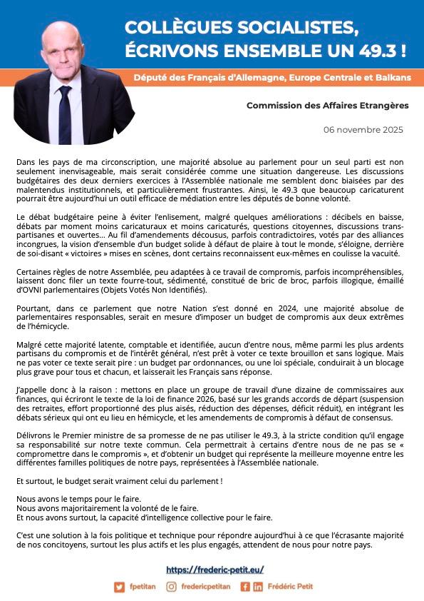 fpetitAN's tweet image. Alors que les débats s&apos;enlisent, je reste persuadé qu&apos;un budget pourrait sortir du parlement à temps et être assumé par une majorité de députés responsables. La lettre ouverte à mes collègues députés 👇#Budget2026