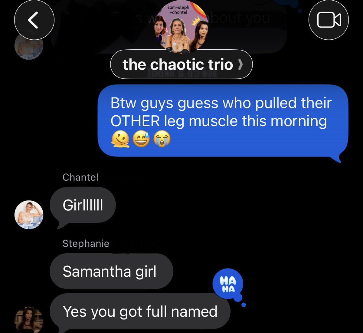When you get Charley horse cramps so often your friends scold you <a href="/XChantelMarieX/">Chantel Thennes</a> <a href="/TiniestShepherd/">Tiniest Little Shepherd🥰</a> 😂 😂