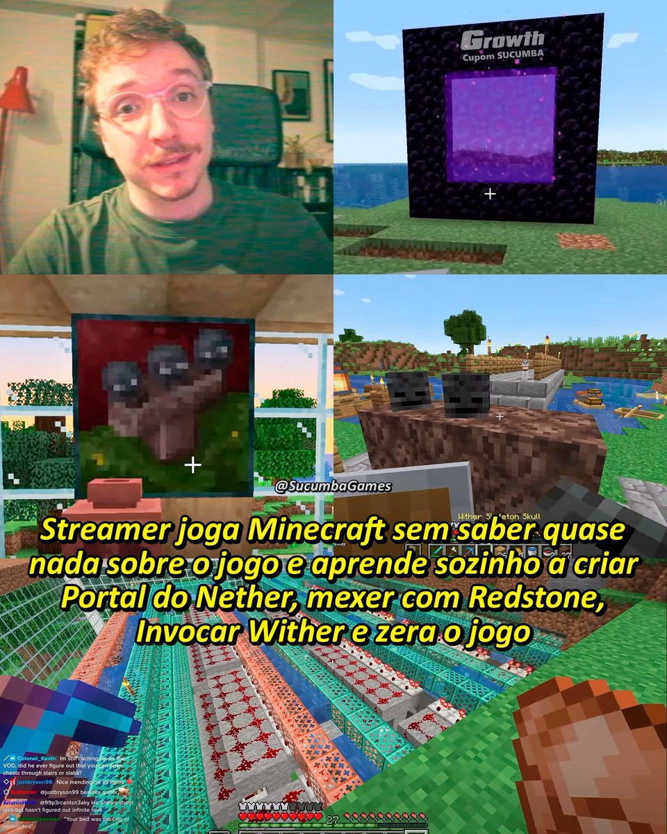 Em julho de 2023, o Streamer e Astrofísico AboutOliver jogou Minecraft pela primeira vez com o objetivo de zerar o Minecraft sem nunca consultar nenhum tipo de tutorial fora do jogo e sem ler o chat. Ele já conhecia algumas mecânicas existentes no jogo, mas nunca colocou nada em