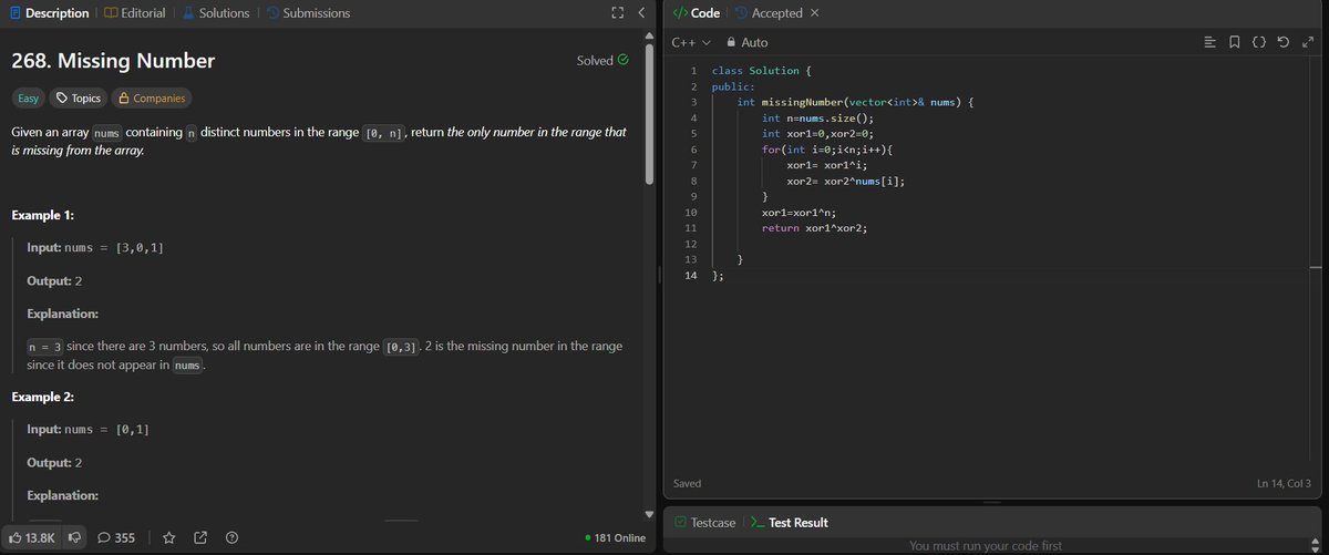 randomwriteskj's tweet photo. Day21 of #TUFWinterArc
->Find Missing number : using XOR
->Reverse words in string : using double reversal
->Search a 2D matrix: staircase search
#100daysofcode #LearnInPublic #LeetCode @takeUforward_ https://t.co/v0gzYvliY5