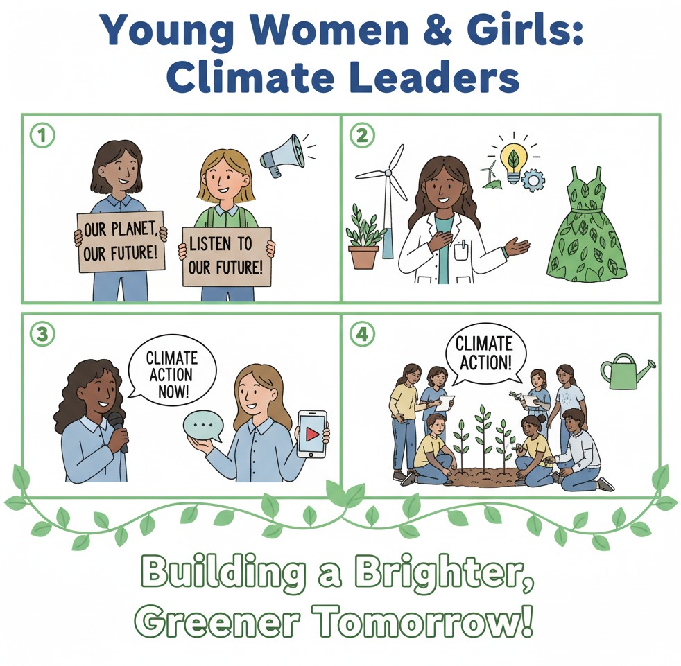 RedTapeMovement's tweet image. 🔥Young women &amp;amp; girls are rewriting #ClimateStory:  
1️⃣ Organizing #SchoolStrikes &amp;amp; #GlobalProtests  
2️⃣ Innovating #GreenTech &amp;amp; #SustainableFashion  
3️⃣ #AmplifyingVoices on social media &amp;amp; in policy rooms  
4️⃣ Educating, building, &amp;amp; leading #EcoConscious communities

@UN_Women