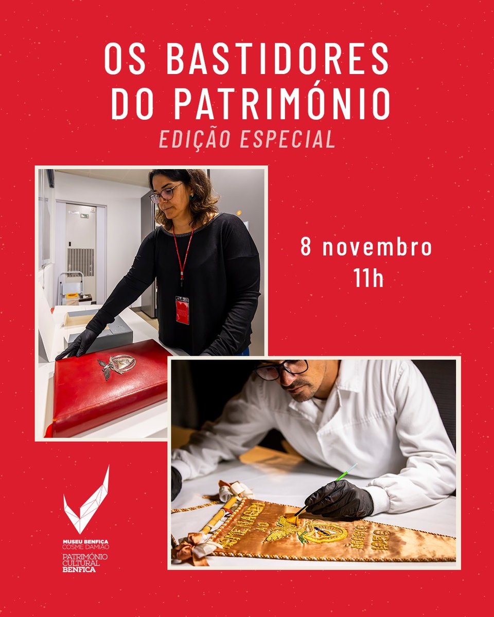 "Os Bastidores do Património" 

Abrimos as portas do #CentroDocumentaçãoSLB e #ReservaConservaçãoeRestauro para mostrar o outro lado da coleção do <a href="/SLBenfica/">SL Benfica</a>! 🔴⚪️

🎟️ Gratuito

Inscrição prévia obrigatória ✍️ myslb.pt/bastidores-do-…

#EPluribusUnum