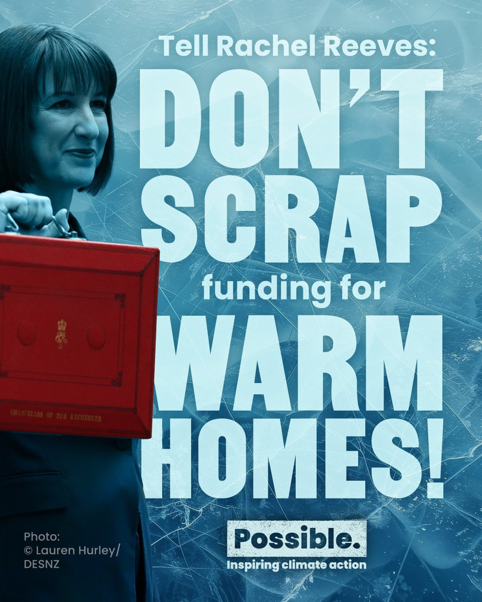 URGENT 🚨 | The Chancellor is planning to CUT funding for warm homes.

Email her to demand she continues to invest in home insulation that can slash emissions, bring down bills and keep us warm this winter >>>

action.wearepossible.org/page/181015/ac…
