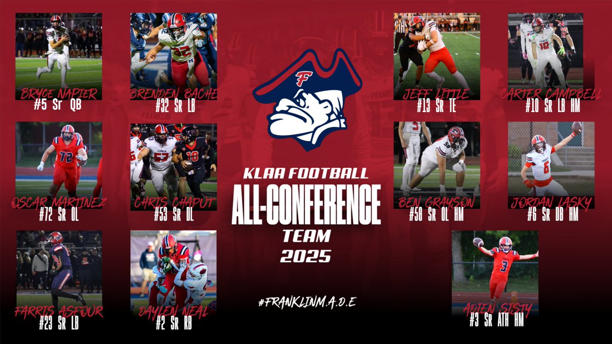 CONGRATS TO OUR 2025 KLAA ALL-CONFERENCE SELECTIONS.  <a href="/FranklinMADE_AD/">Livonia Franklin Athletics</a>  <a href="/fhspatriots/">Franklin High School</a> <a href="/DistrictLPS/">Livonia Public Schools</a>