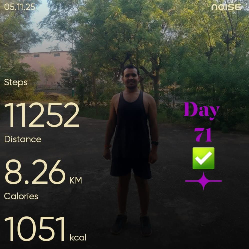 Day 71
|| 71/100 ||
100 Days Fitness Challenge🔥
More than 5 Km Running Daily..🏃
5 किलोमीटर रनिंग के साथ दिन की शुरुआत...🏃‍♂️
सुबह की ठंडी हवा + पसीने की महक = दिनभर की ऊर्जा और फिटनेस का भरोसा!
-<a href="/Dr_Vinod_Bagra/">Dr Vinod Sharma Bagra ( बागड़ा ब्रांड )</a>

#Running #Fitness #challenge #FitnessMotivation #RunningMan
<a href="/8PMnoCM/">राजस्थानी ट्वीट</a>