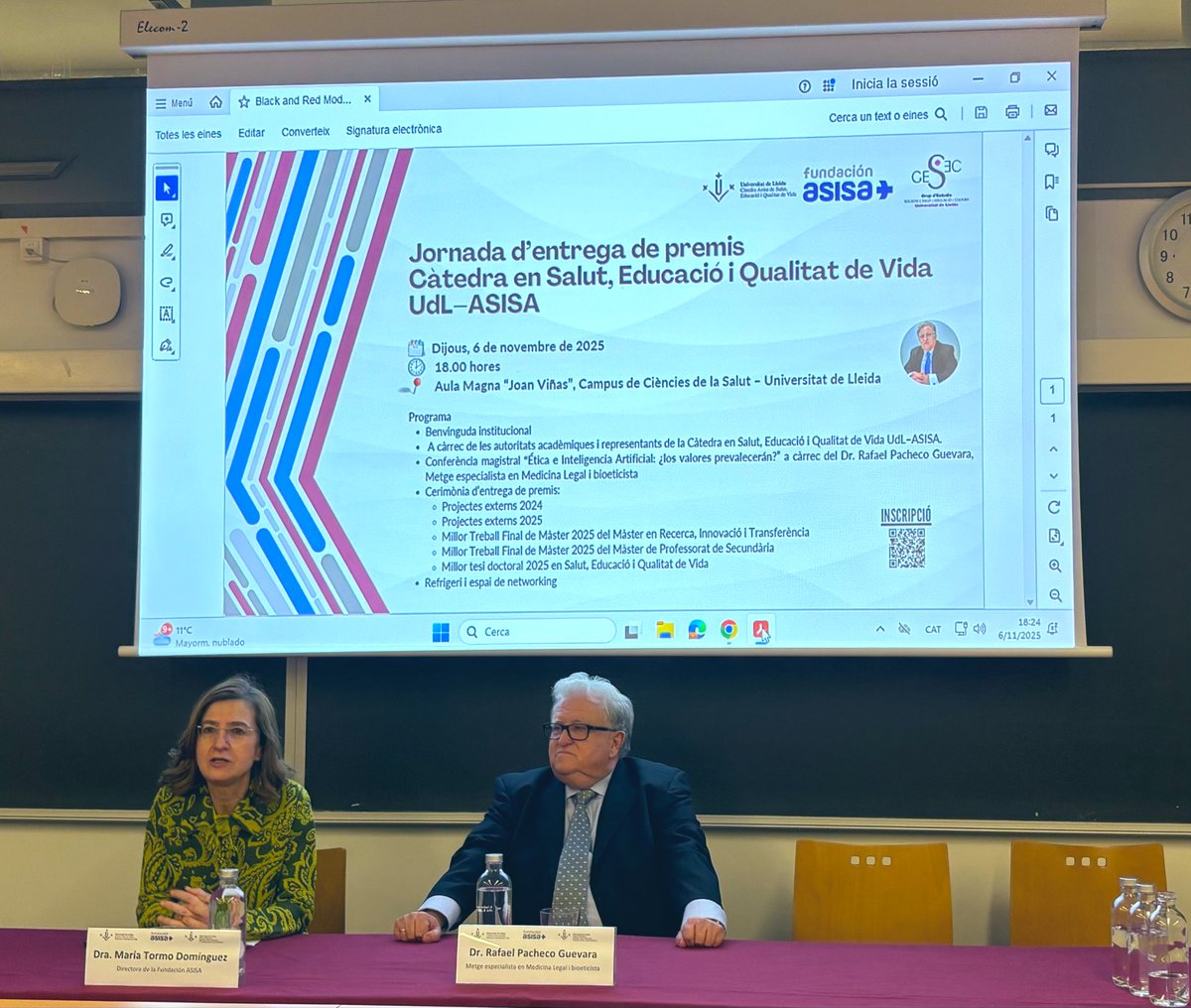 MariaMasber's tweet image. Entrega de premis Càtedra en Salut, Educació i Qualitat de vida. UdL ASISA
@gesec_UdL