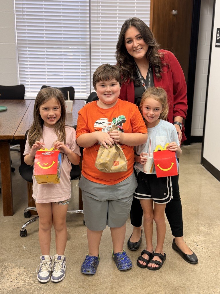 BeebeElementary's tweet image. Alexandra, Aubrey, and Paisley cashed in 200 Badger Bucks to enjoy a special lunch with Ms. Christopher! 🍔✨ She surprised them with McDonald’s for their hard work and positive choices. Proud of our Badgers for making BES the SPOT to be! ❤️🤍