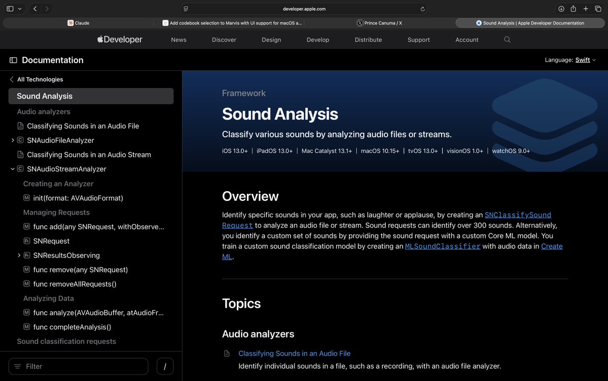 rudrank's tweet image. TIL about the Sound Analysis framework
developer.apple.com/documentation/…