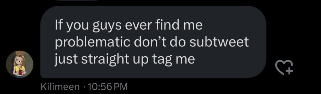 Oomf <a href="/kilimeeeen/">Kilimeen</a> is highly problematic. Will spill lore here soon. Don’t trust her!