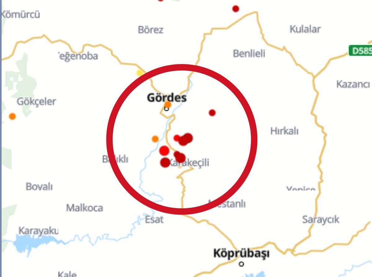 DepremDedektoru's tweet photo. Manisa'nın Gördes ilçesinde sismik aktivite belirgin şekilde arttı. Son 24 saatte, en büyüğü 2.3 büyüklüğünde olmak üzere 10'dan fazla mikro #deprem kaydedildi.

Depremler, Balıkesir Sındırgı'nın yaklaşık 30 km güneyinde meydana geldiği için bölgedeki fay hattı gerilimi ve tetikleme riski yüksektir. Gelişmeleri yakından takip ediyoruz.