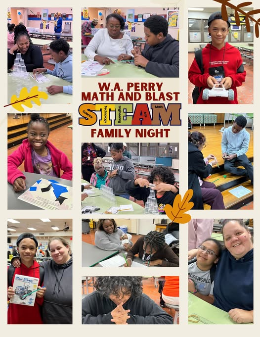 The Math and BLAST STEAM Family Night was full of hands-on fun and learning! Families explored coding triangles, launched rockets, stacked cups to discover ratios, tackled tangram puzzles, and created coordinate plane masterpieces. Every participant left with a free STEM kit to