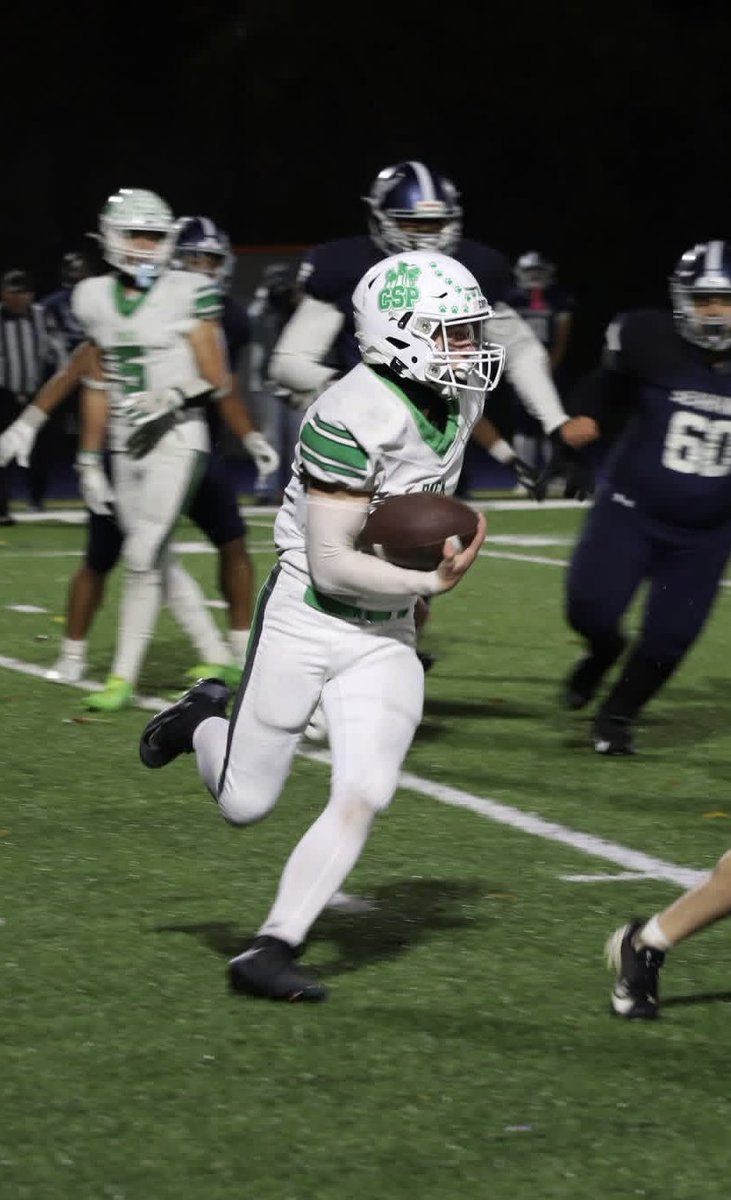CSPfootball's tweet photo. In last night’s victory over @MTSeahawksFB Sophomore Sawyer Whitney rushed for 112 yards and a TD. With that effort, he surpassed 1000 Yards Rushing on the season! https://t.co/dcxFVddvJH