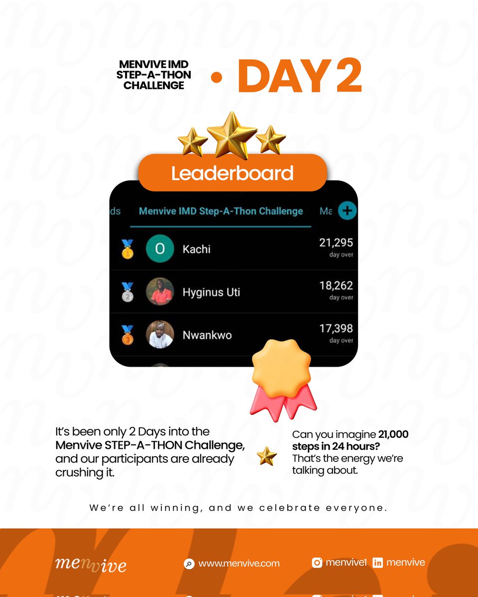 Menvive's tweet photo. We've taken over 100,000 steps together this week🔥

It's only Day 2 and this community is already moving with energy. 🔥

Yes, we see you all.
You're ALL winning.

Remember, progress isn't about hitting 10,000 steps a day, it's about showing up everyday. 

DM us to join. https://t.co/CsXUyzmB9K