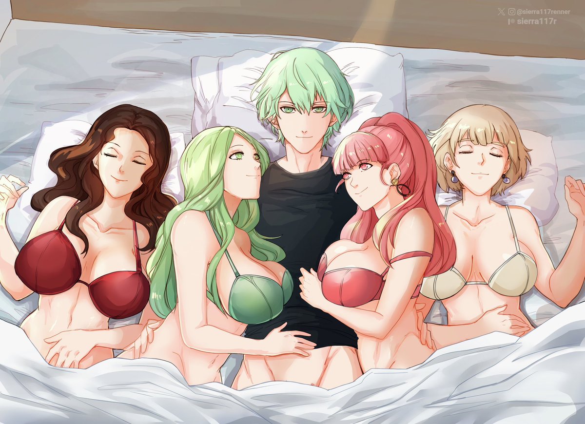 ベレト ,ベレト(FE風花雪月) ,ドロテア ,ヒルダ=ヴァレンティン=ゴネリル 「Byleth, Hilda, Mercedes, Rea and Dorothe」|Sierra 🌱 COMMISSIONS CLOSED!!のイラスト