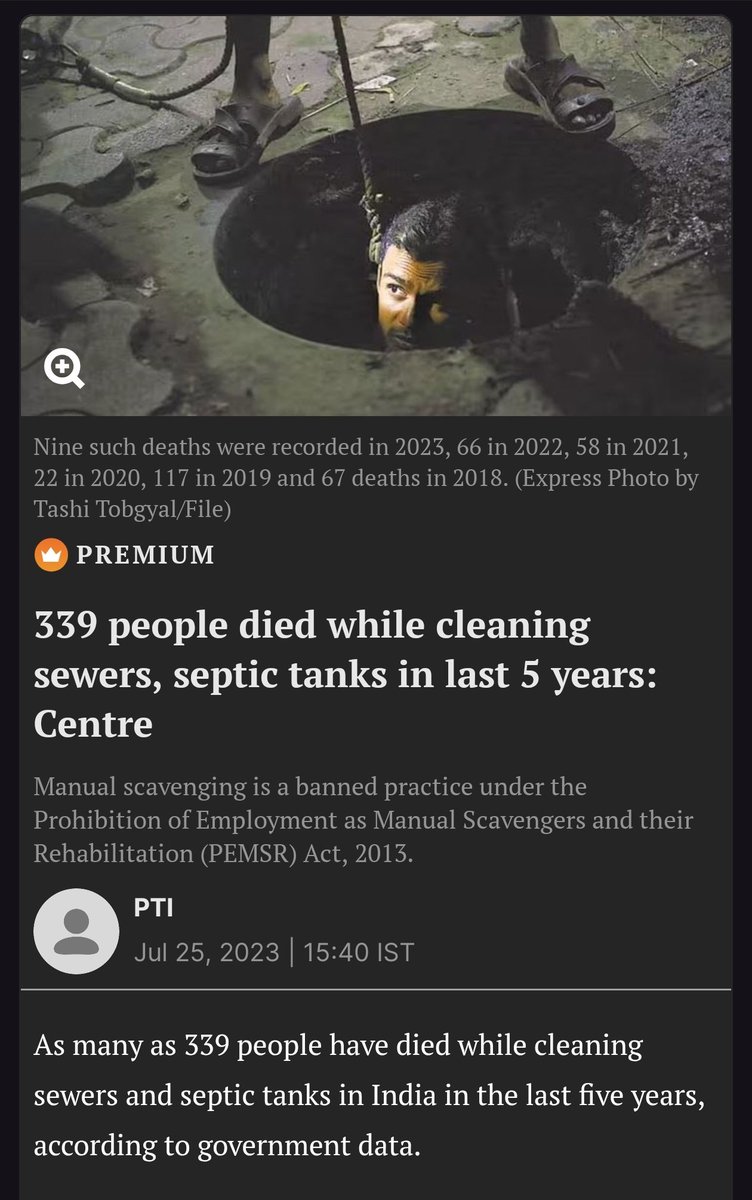 Deb_livnletliv's tweet image. Every day, sanitation workers risk their lives handling the waste we couldn&apos;t even bother to separate.
Toxic fumes, infections, inhumane conditions which are avoidable.

It&apos;s not just about Garbage but Basic Human Dignity.
STOP MANUAL SCAVENGING
#ManualScavenging