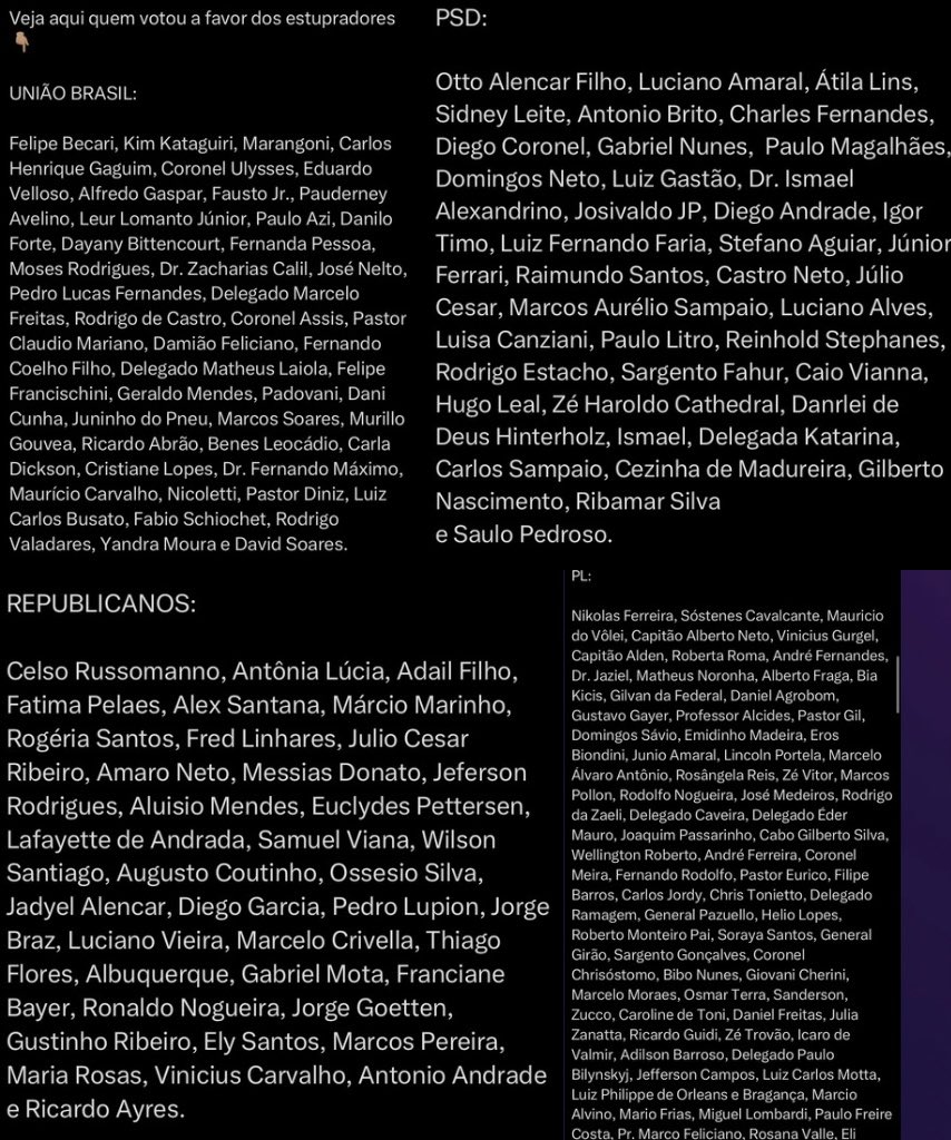 🚨Erika Hilton expõe o nome de TODOS que votaram a favor do PDL da Pedofilia, projeto que impede as meninas vítimas de estup*o de serem informadas sobre o direito do aborto.